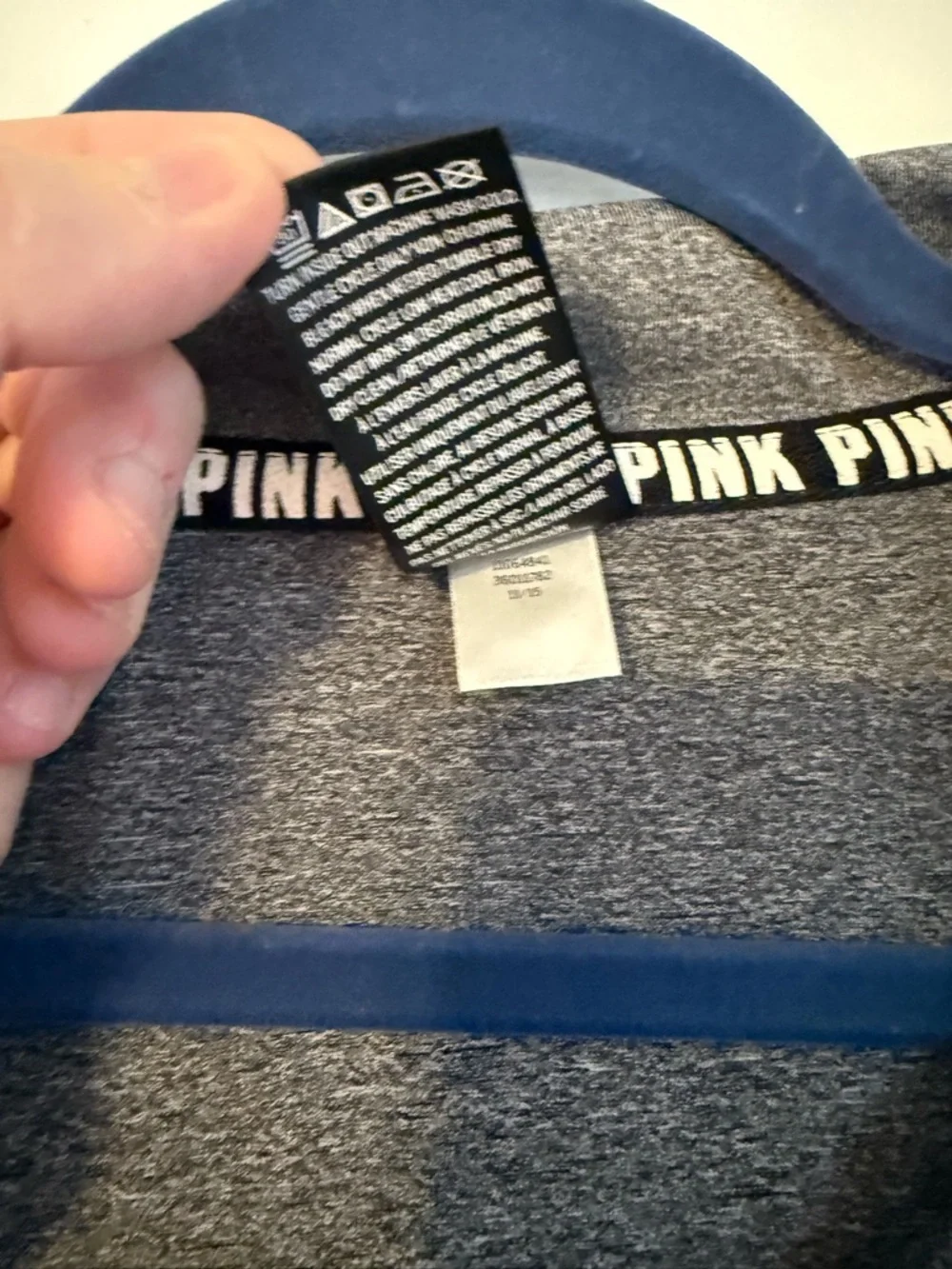 PINK Victoria's Secret Gray Half-Zip Pullover with Orange Logo - Picture 4 of 7